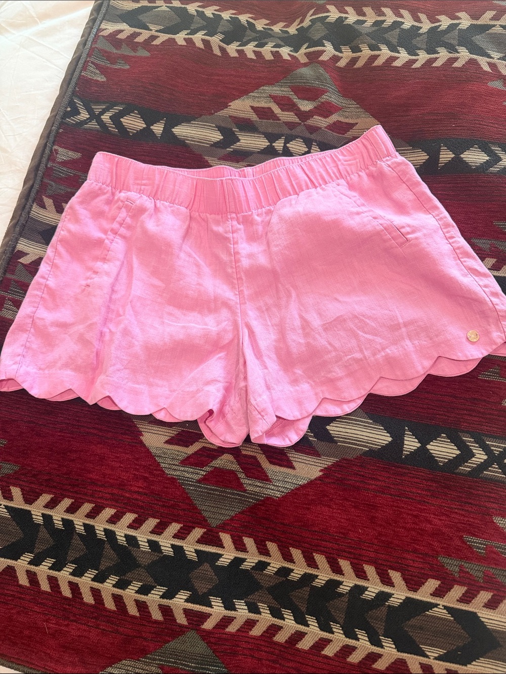 Lilly Pulitzer Light Pink Scallop-Hem High Waist Shorts